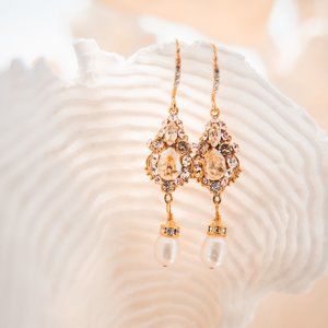 Haute Bride - Vintage Rose Drop Earrings